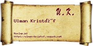 Ulman Kristóf névjegykártya